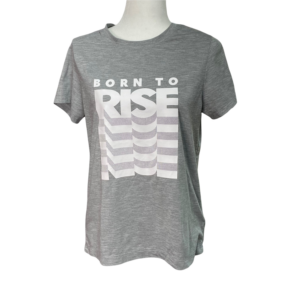 ATHLETA | sz S Women's Gray Born To Rise Graphic Short Sleeve Tee # 417790